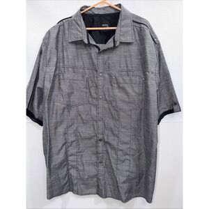 Vertical Sport Men's 5XL Dark gray Button-Up‎ Short-sleeve Shirt Casual
